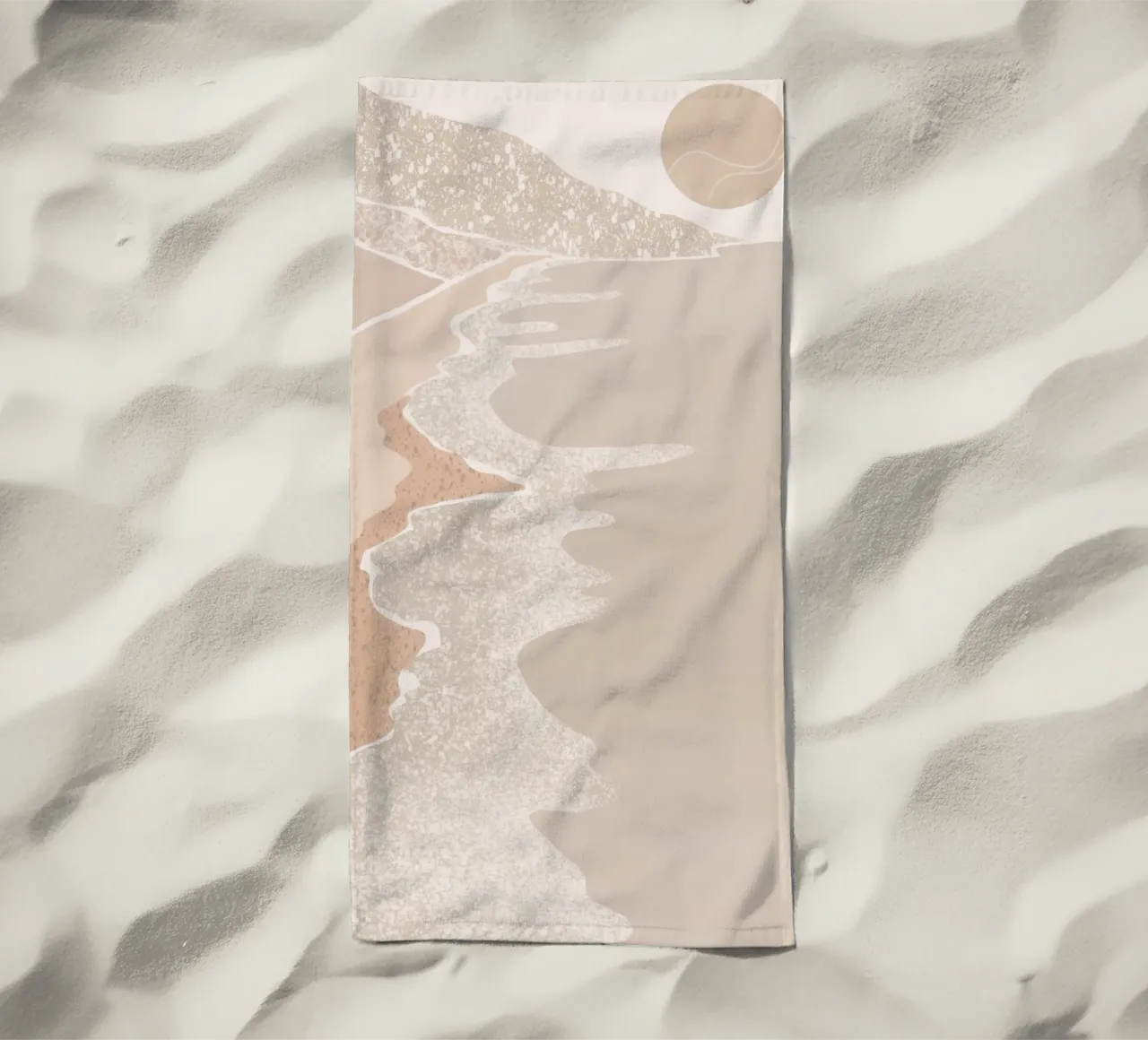 Scena di spiaggia pastello con sole stilizzato telo mare da Melloi Art Print