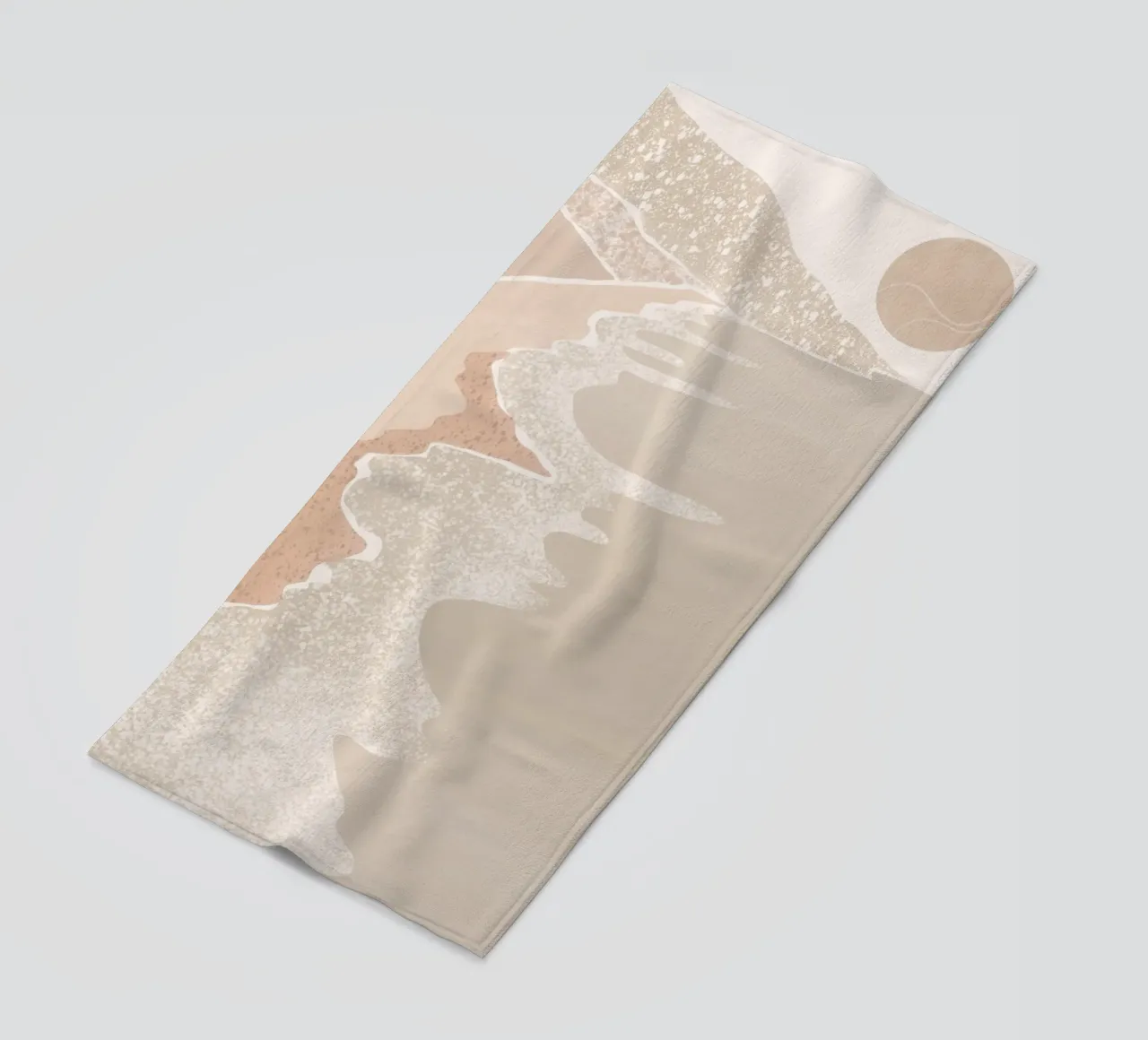 Scena di spiaggia pastello con sole stilizzato telo mare da Melloi Art Print