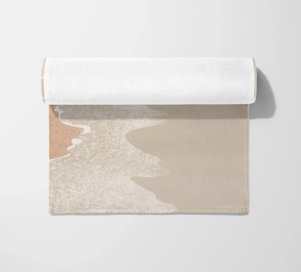 Scena di spiaggia pastello con sole stilizzato telo mare da Melloi Art Print