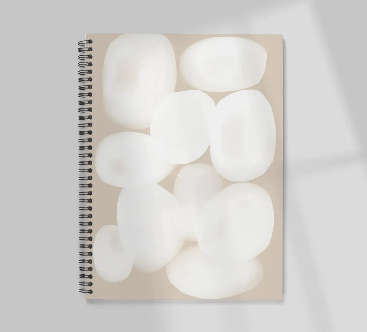 Minimal Abstract White Circles spiral notebook by Melloi Art Print