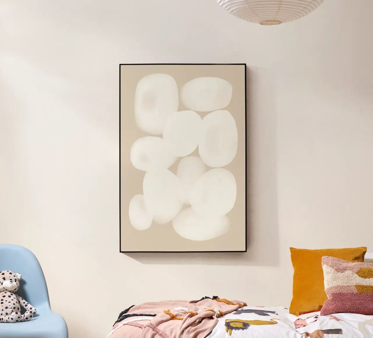 Minimal Abstract White Circles acrylic glass by Melloi Art Print