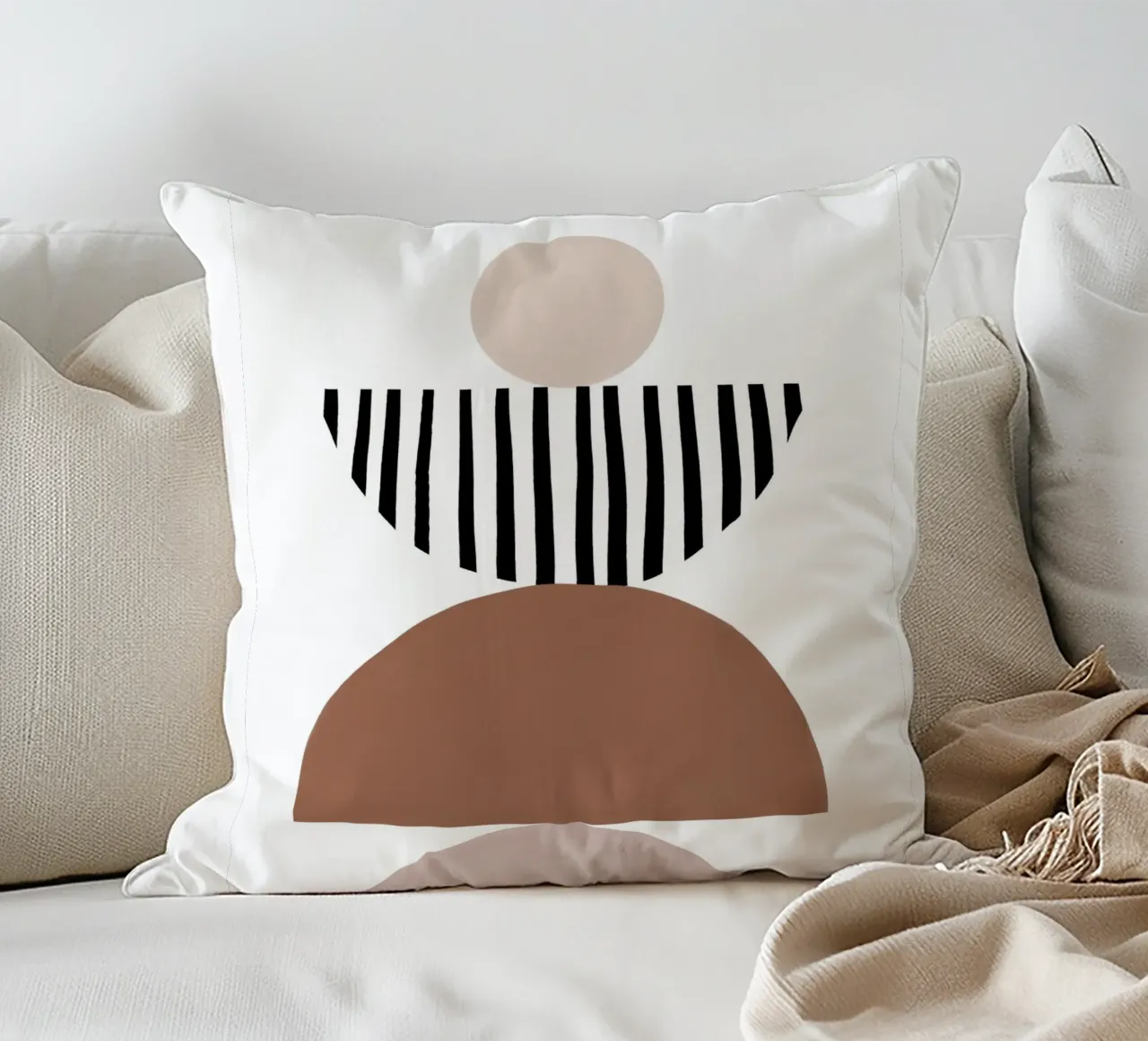 Modern Geometric Moon Phases Art decorative cushion by Melloi Art Print