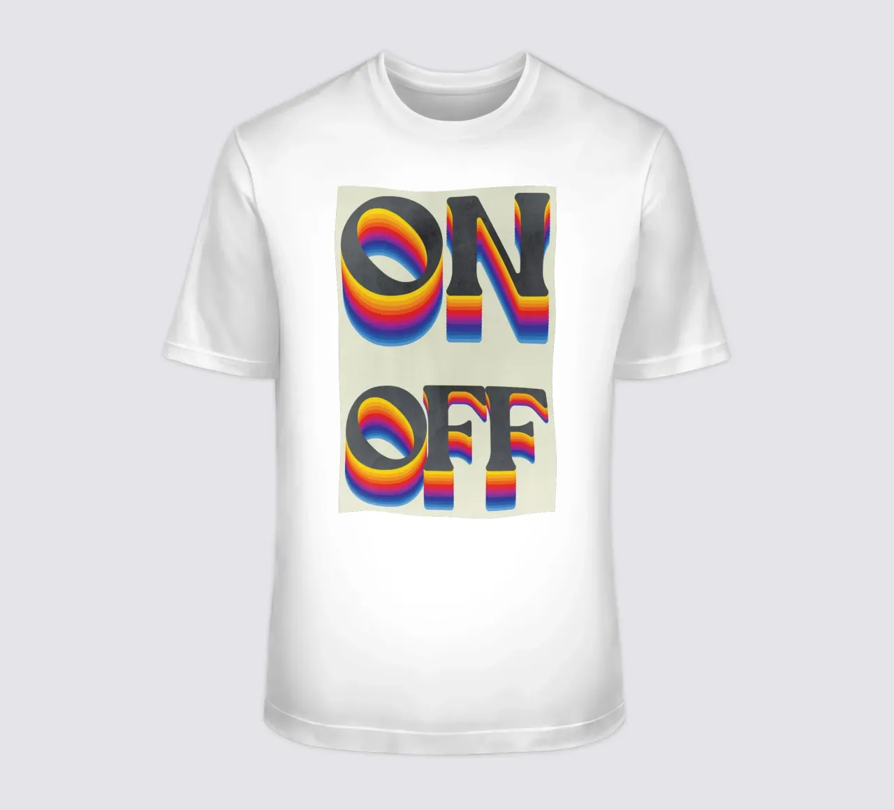 Arcobaleno ON OFF Stampa d'arte retrò, Arcobaleno t-shirt da Studio Mooodz
