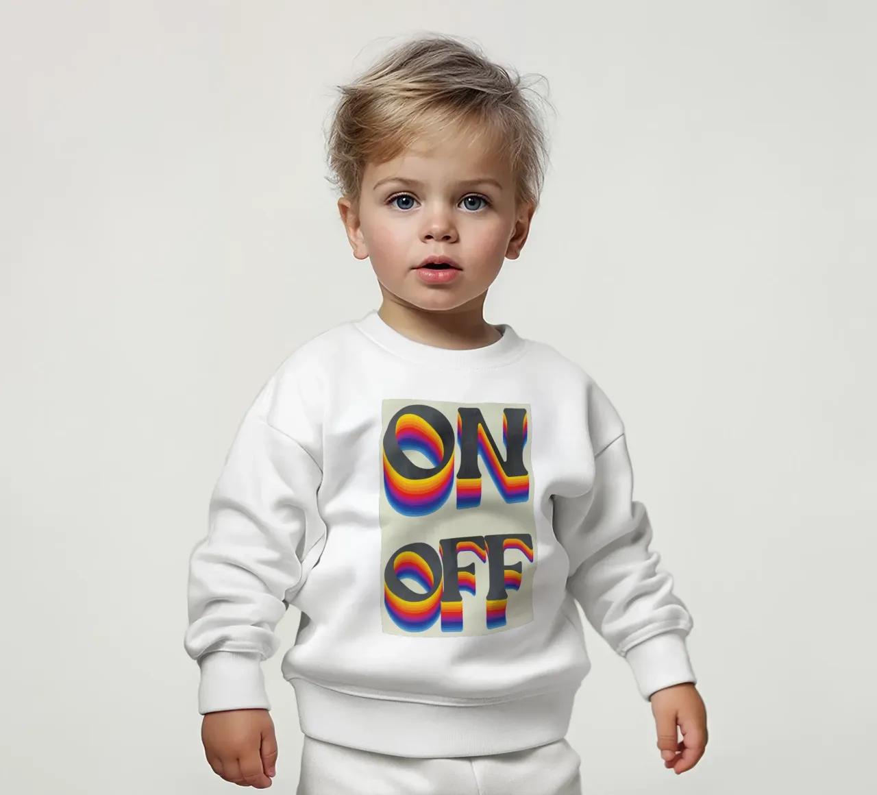 Arco iris ON OFF Retro Art Print, Arco iris sudadera de bebé de Studio Mooodz