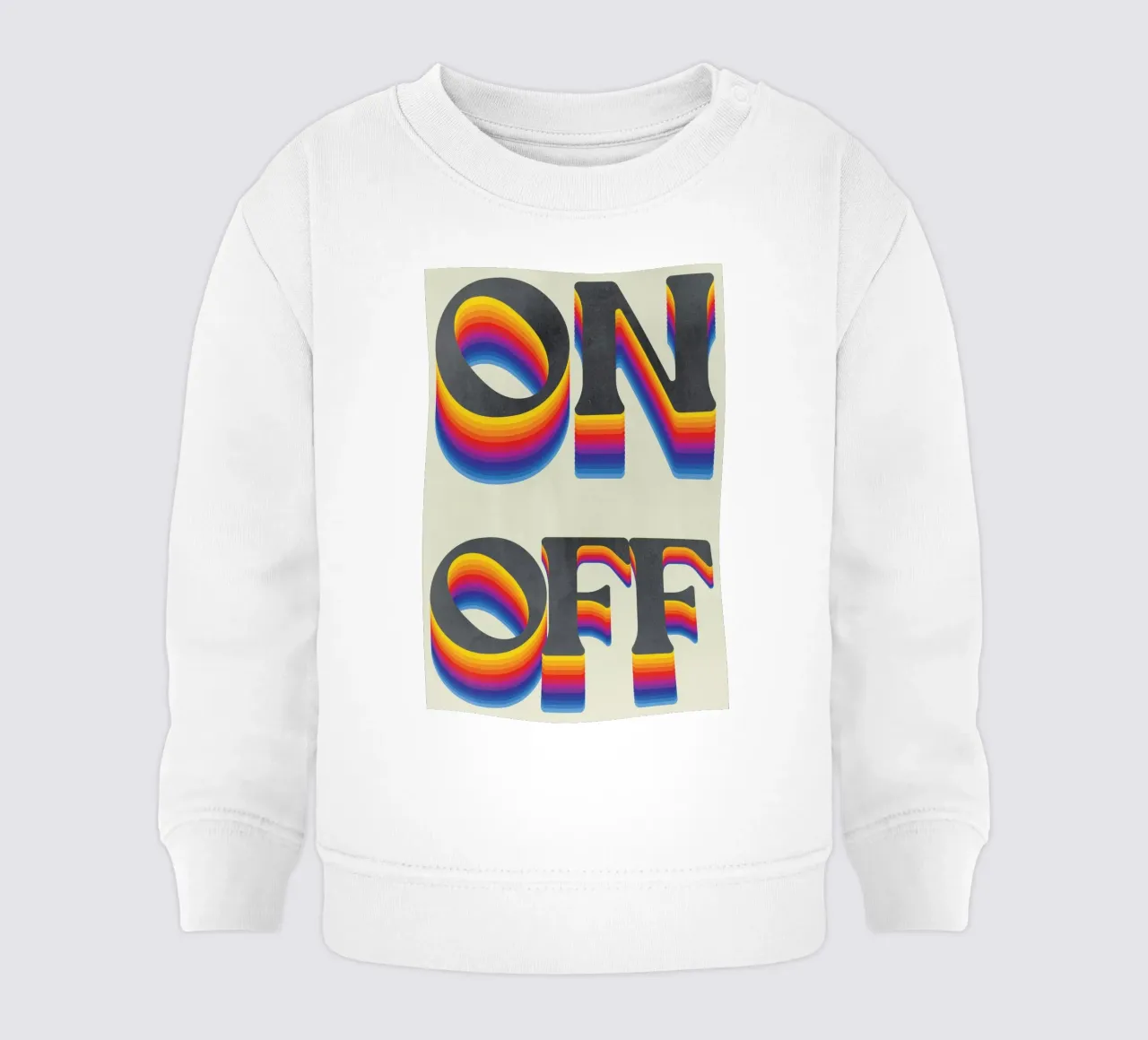 Arco iris ON OFF Retro Art Print, Arco iris sudadera de bebé de Studio Mooodz