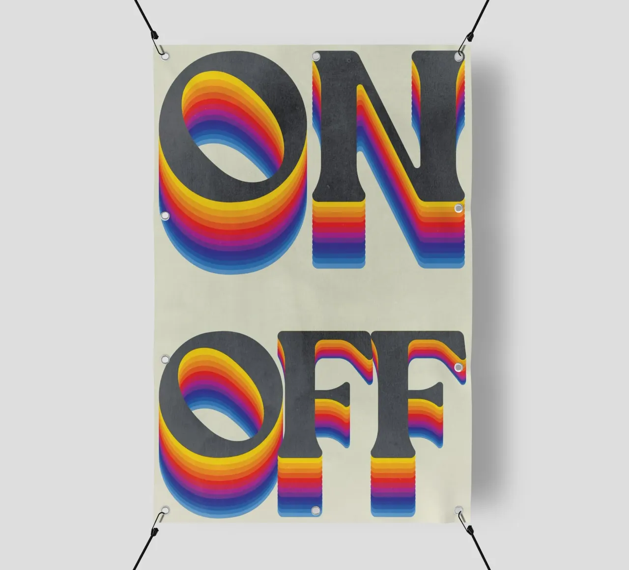 Rainbow ON OFF Retro Art Print, Rainbow pvc cover by Studio Mooodz