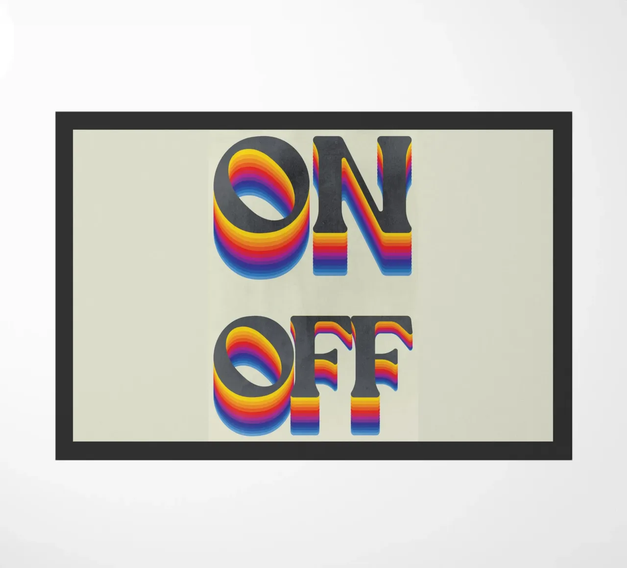 Arco iris ON OFF Retro Art Print, Arco iris felpudo de Studio Mooodz