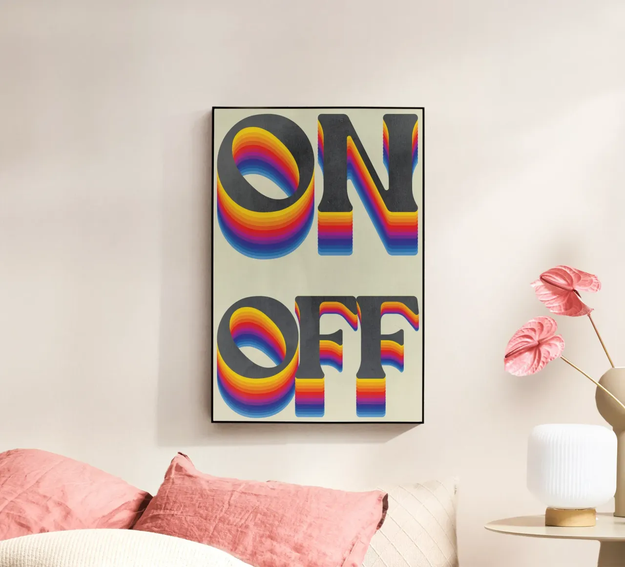 Arco iris ON OFF Retro Art Print, Arco iris metacrilato de Studio Mooodz