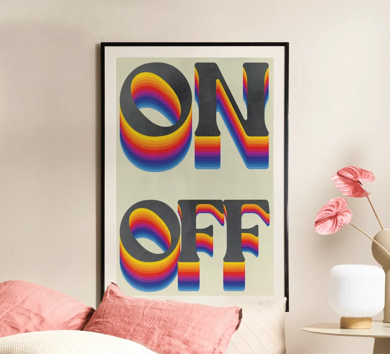 Arco iris ON OFF Retro Art Print, Arco iris hahnemühle de Studio Mooodz