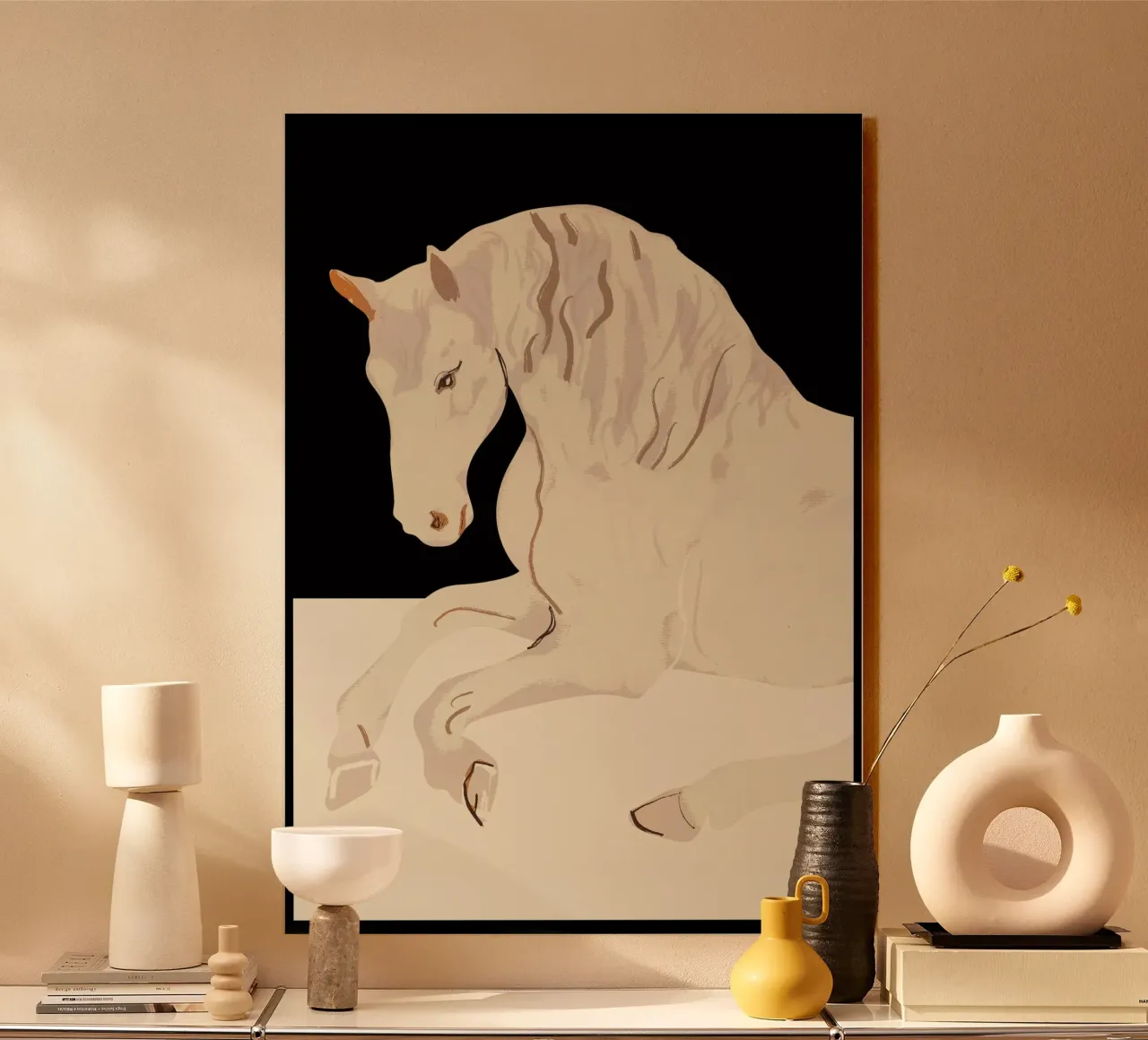 Minimalistische abstrakte Kunst Pferd 2 Alu-Dibond von ThingDesign
