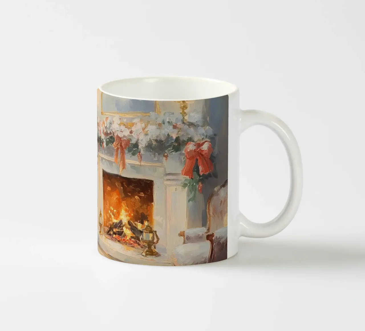 Gemütliches, festliches Wohnzimmer Keramik Tasse von Melloi Art Print