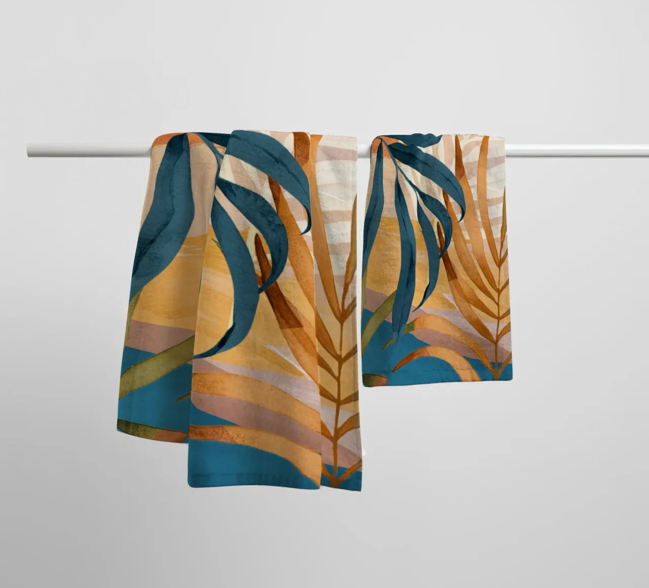 Modern Abstract Art Tropical Leaves 4 towel by ThingDesign
