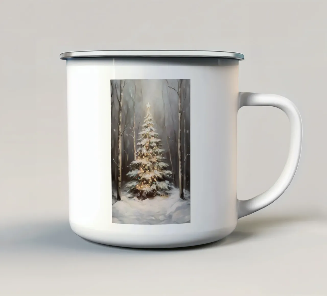 Incantevole albero di Natale tazza in smalto da Melloi Art Print
