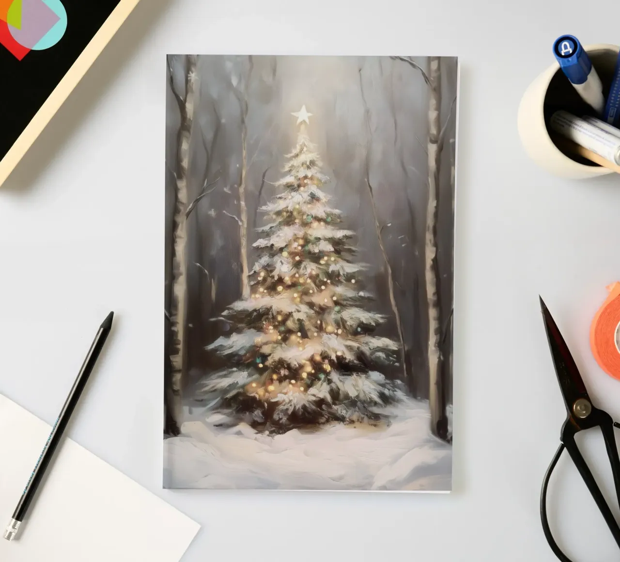 Enchanting Christmas Tree notebook by Melloi Art Print