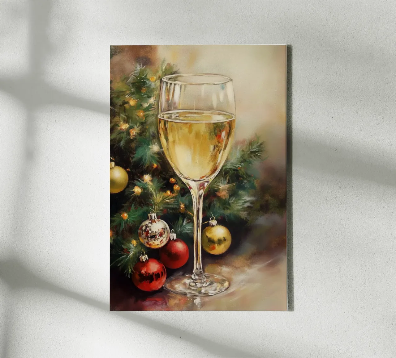 Feestelijke viering van kerstwijn canvas met Baklijst van Melloi Art Print