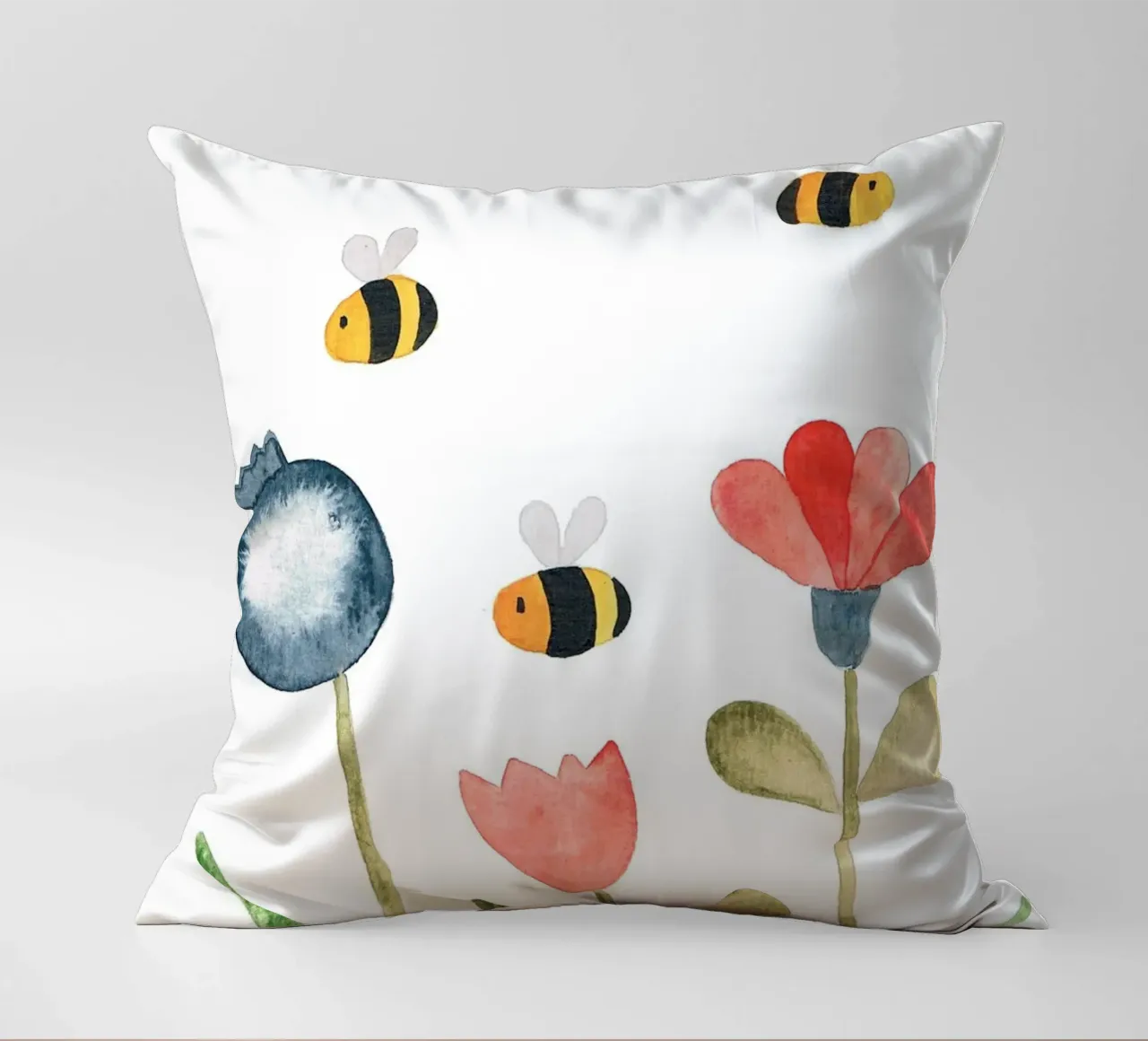 Wiese mit Blumen - Wasserfarbe cuscino da BAINAI KIDS
