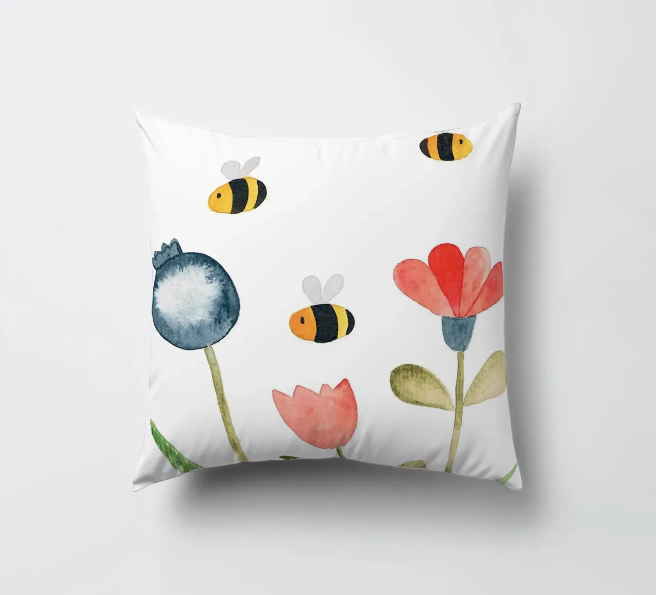 Wiese mit Blumen - Wasserfarbe cuscino da BAINAI KIDS