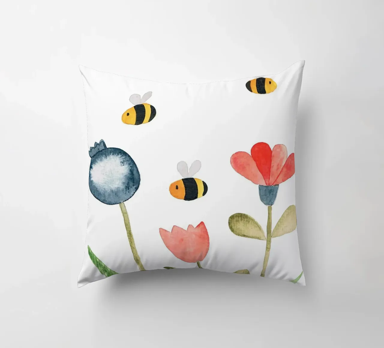 Wiese mit Blumen - Wasserfarbe cuscino da BAINAI KIDS