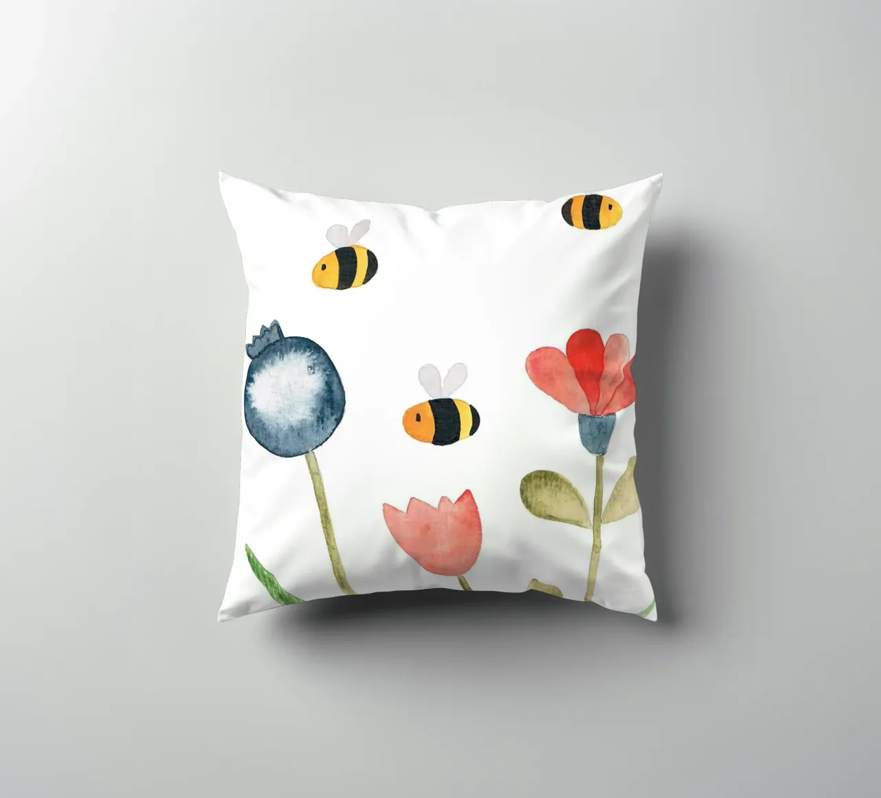 Wiese mit Blumen - Wasserfarbe cuscino da BAINAI KIDS