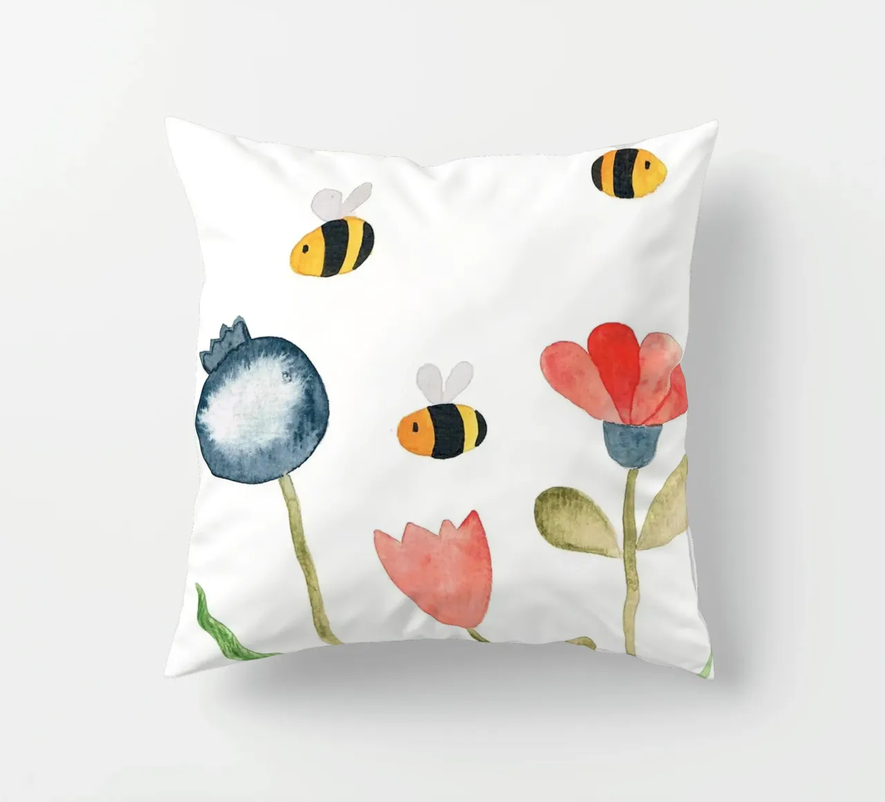 Wiese mit Blumen - Wasserfarbe cuscino da BAINAI KIDS