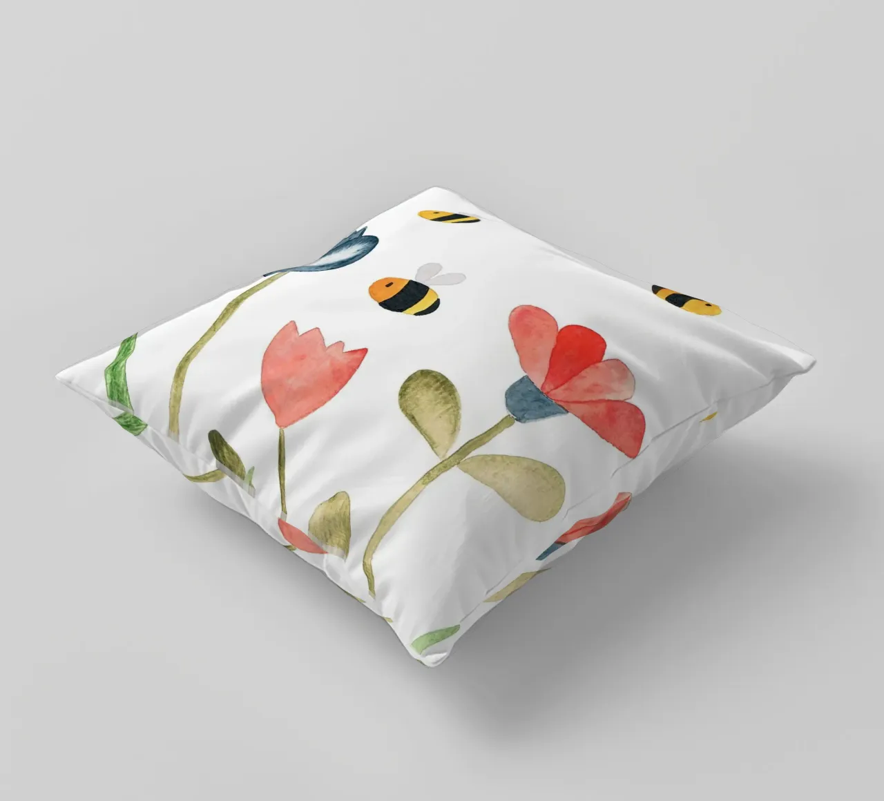 Wiese mit Blumen - Wasserfarbe cuscino da BAINAI KIDS