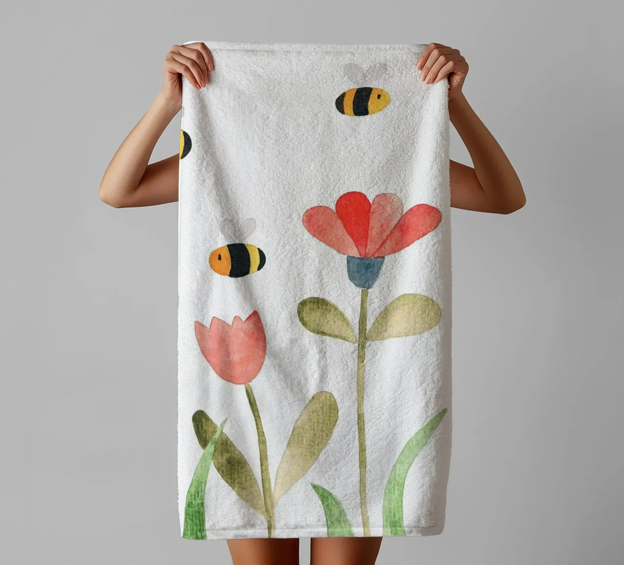 Wiese mit Blumen - Wasserfarbe asciugamano da bagno da BAINAI KIDS