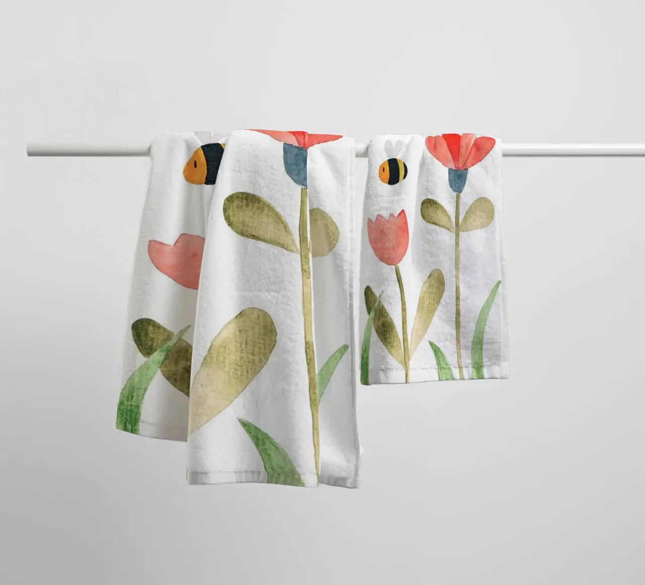 Wiese mit Blumen - Wasserfarbe asciugamano da bagno da BAINAI KIDS
