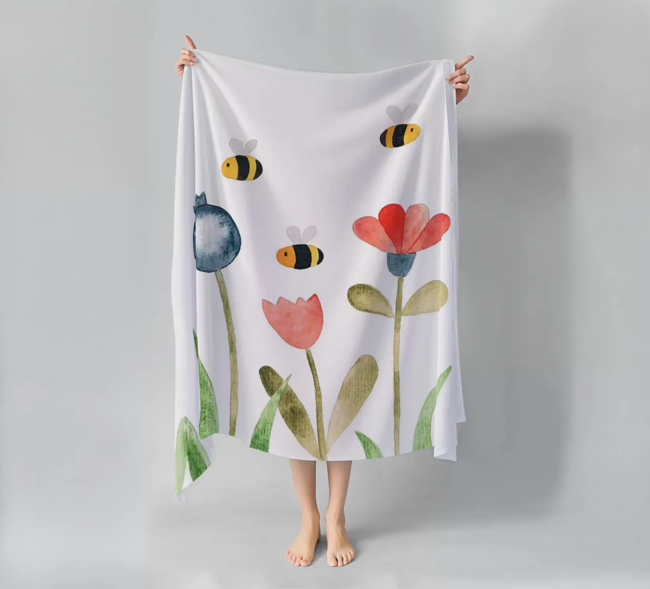 Wiese mit Blumen - Wasserfarbe telo mare da BAINAI KIDS