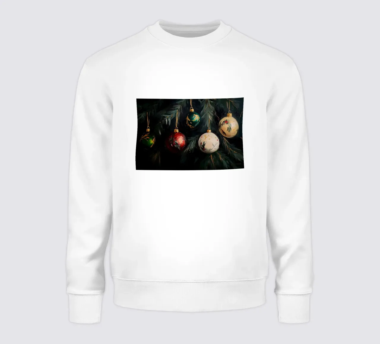 Festive Christmas Tree Ornaments sweatshirt by Melloi Art Print