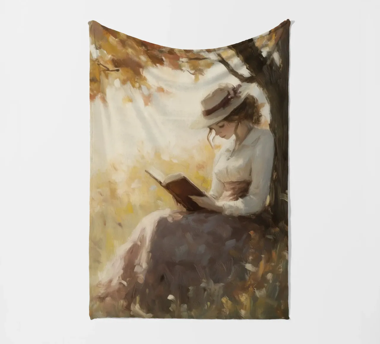 Lecture d'automne sous l'arbre plaid polaire de Melloi Art Print