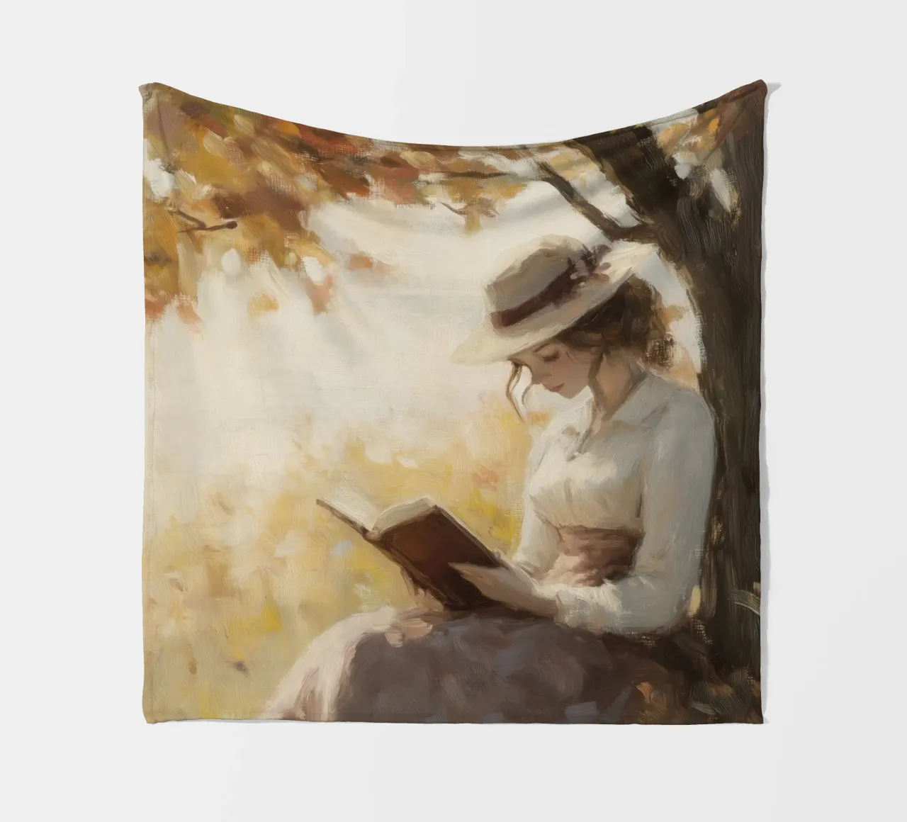 Lecture d'automne sous l'arbre plaid polaire de Melloi Art Print