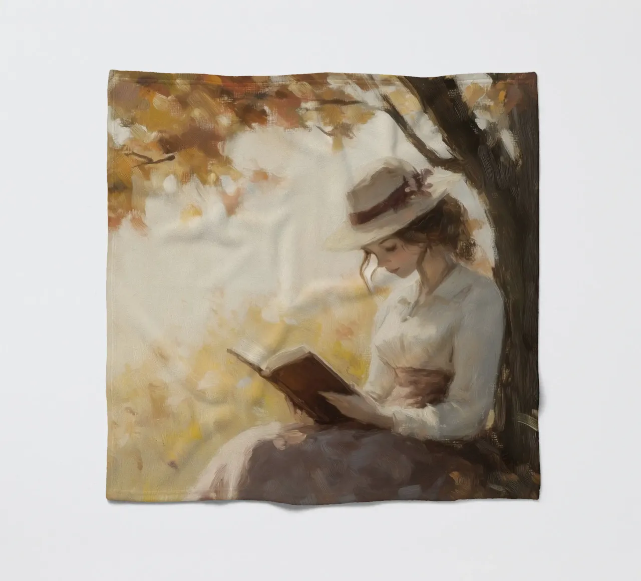 Lecture d'automne sous l'arbre plaid polaire de Melloi Art Print
