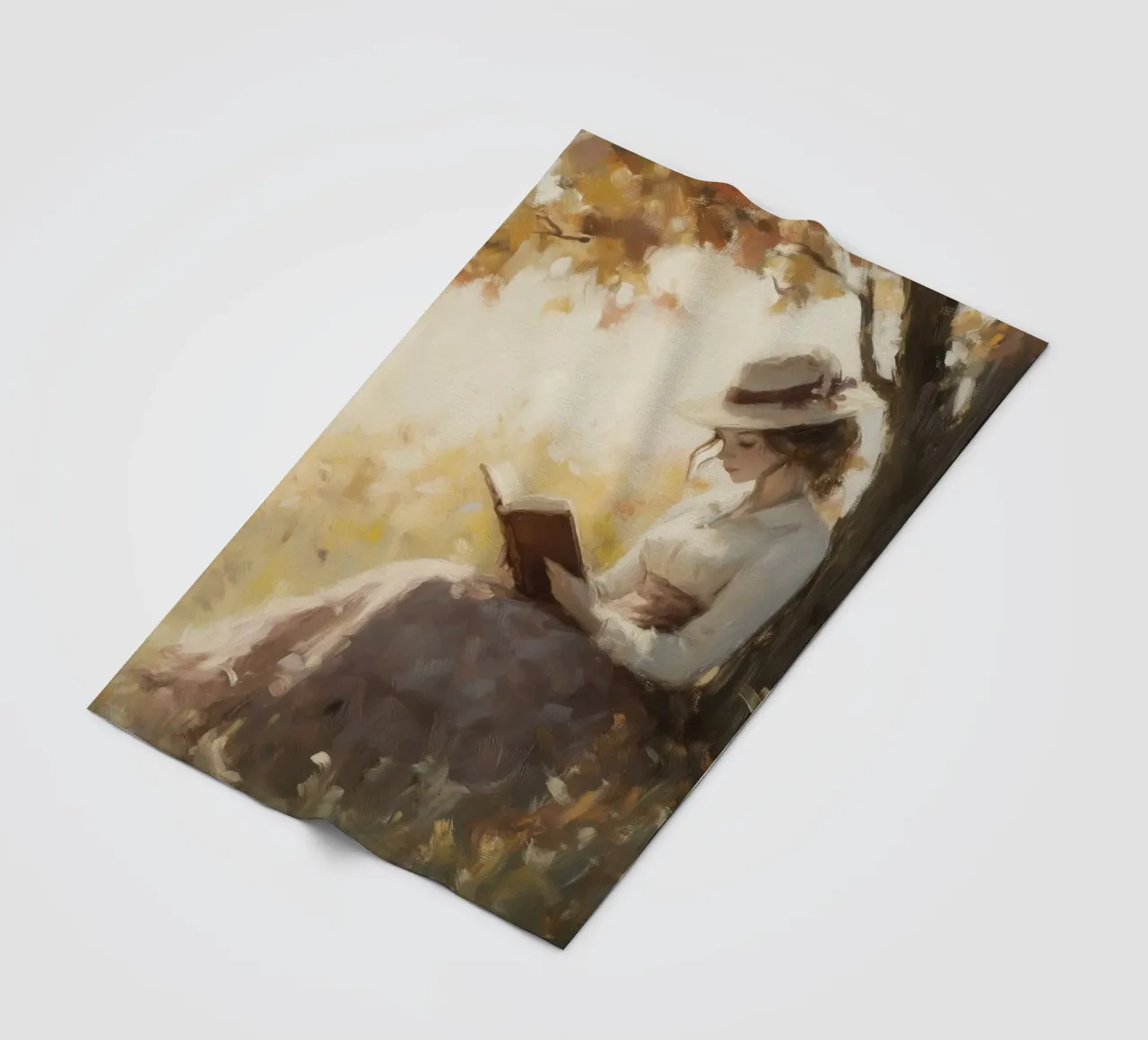 Lecture d'automne sous l'arbre plaid polaire de Melloi Art Print