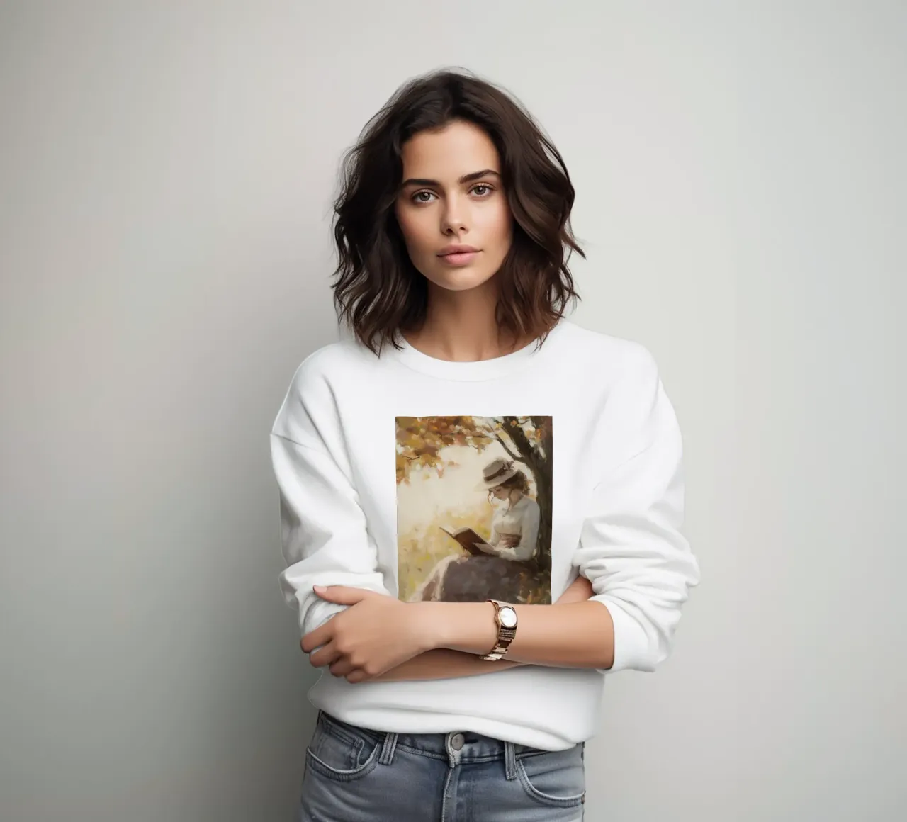 Herbstlesung unterm Baum Sweatshirt von Melloi Art Print