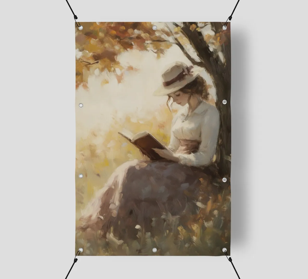 Lecture d'automne sous l'arbre bâche pvc de Melloi Art Print