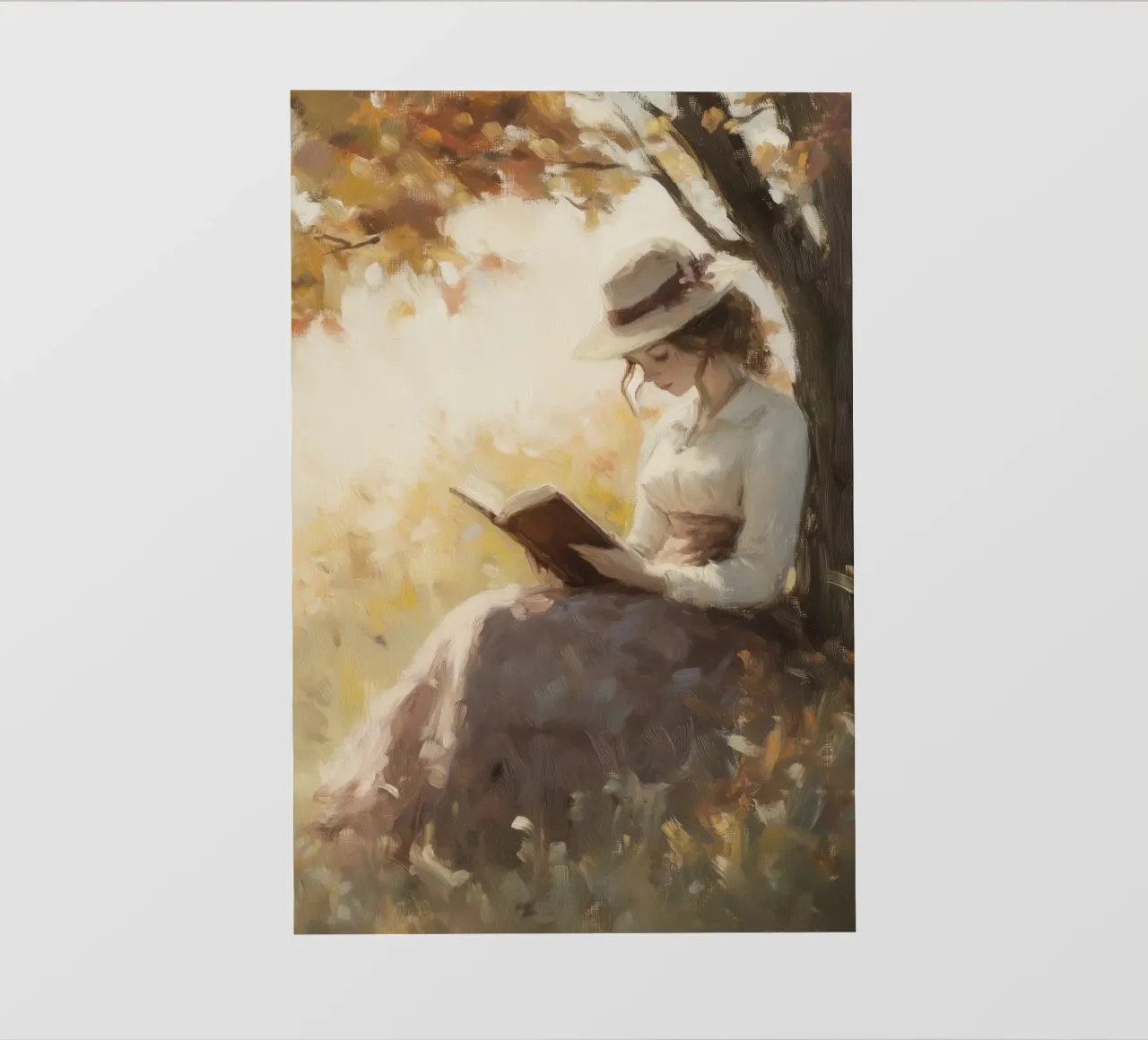 Lecture d'automne sous l'arbre bâche pvc de Melloi Art Print