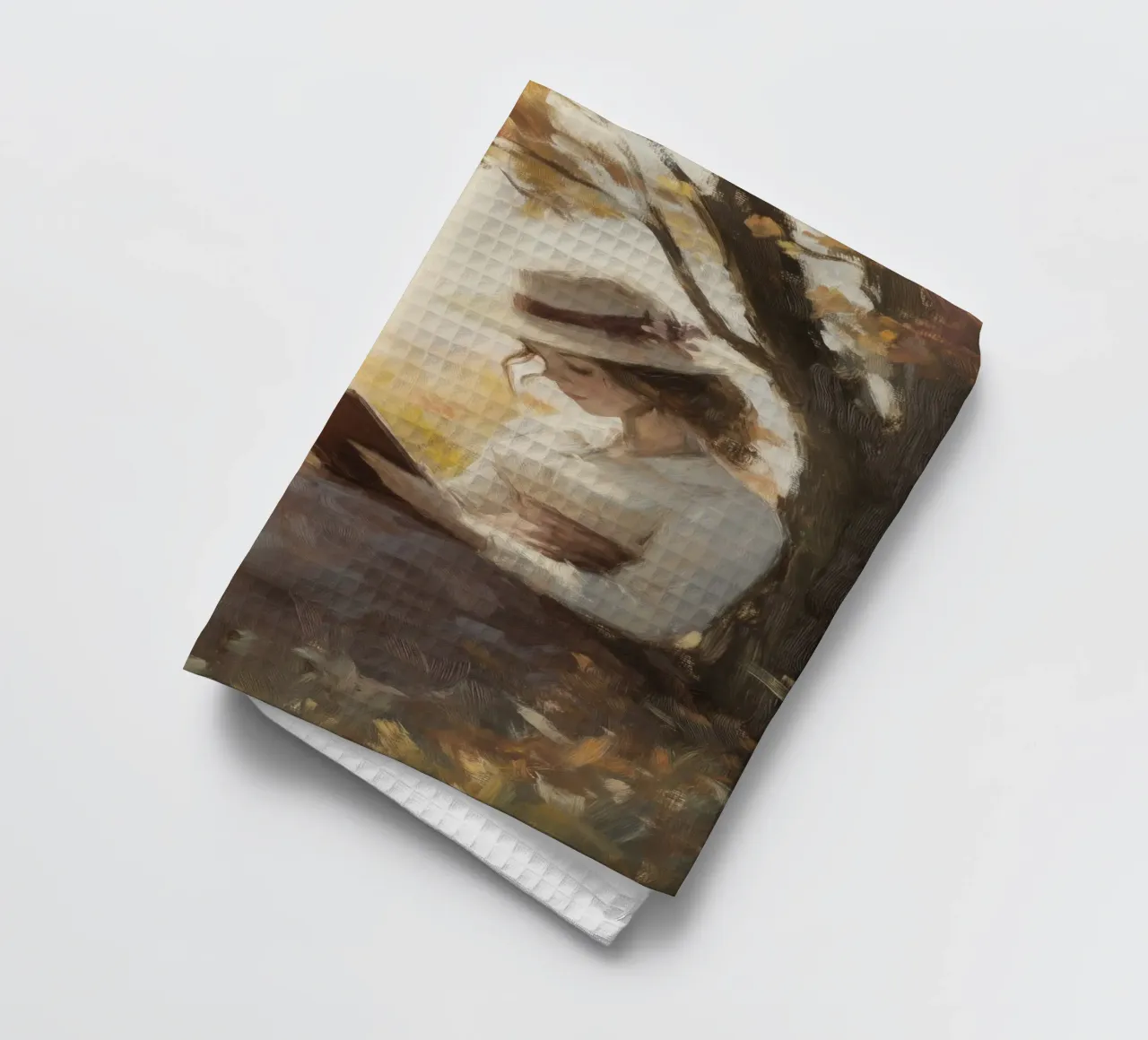 Lecture d'automne sous l'arbre torchon de Melloi Art Print