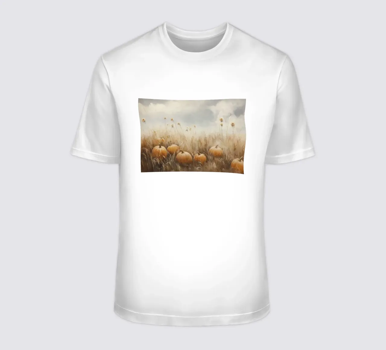 Calabazas en un campo otoñal camiseta de Melloi Art Print