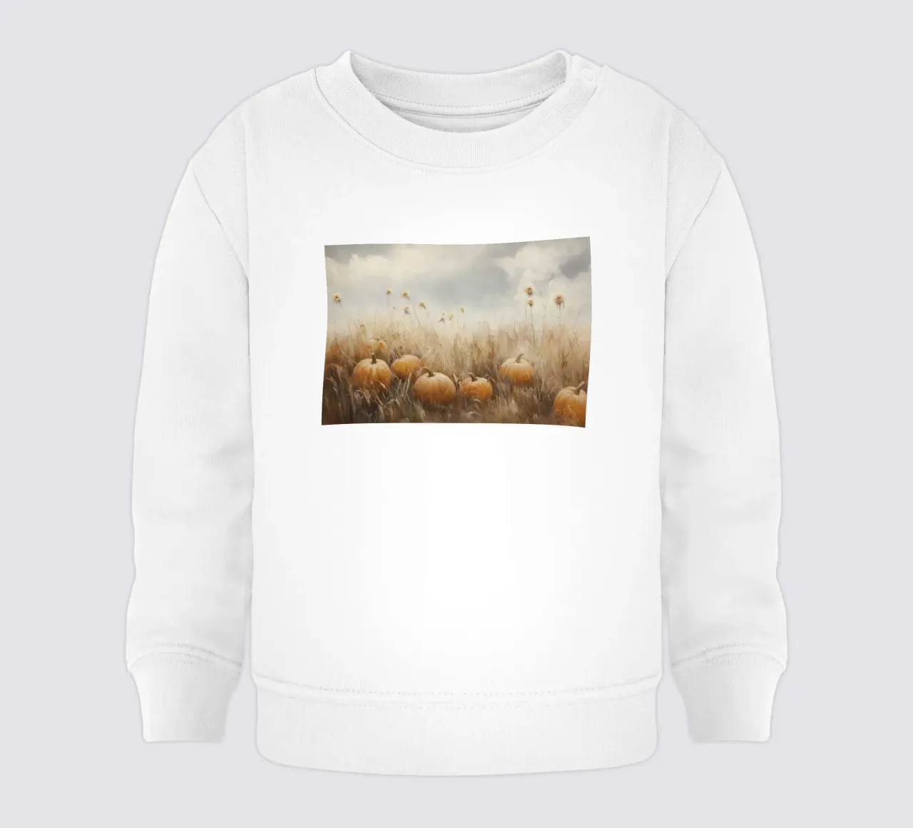 Zucche in un campo d'autunno felpa neonato da Melloi Art Print