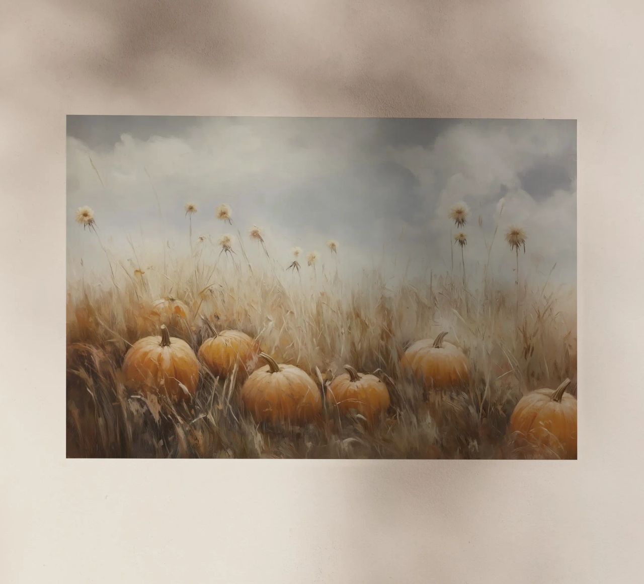 Zucche in un campo d'autunno pellicola backlit da Melloi Art Print