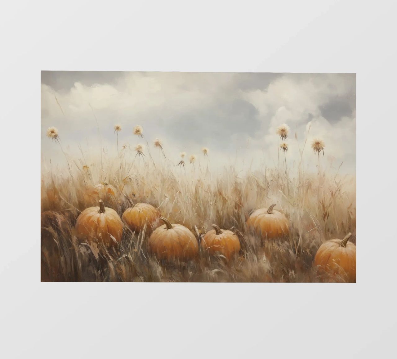Zucche in un campo d'autunno pellicola backlit da Melloi Art Print
