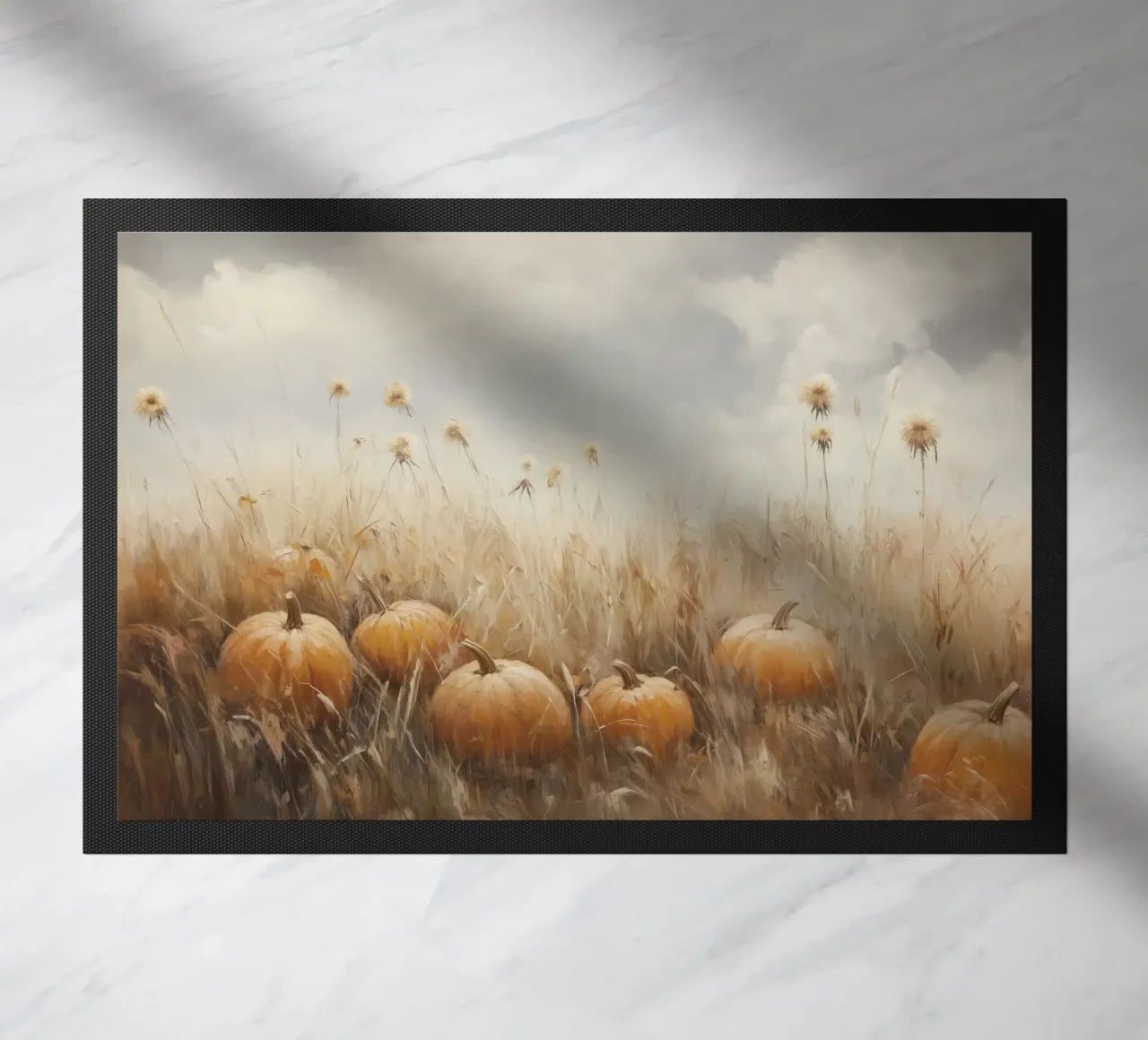 Zucche in un campo d'autunno zerbino da Melloi Art Print