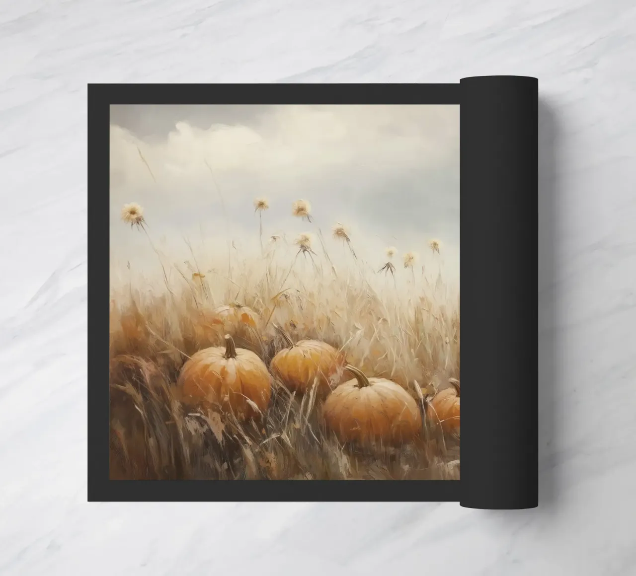 Zucche in un campo d'autunno zerbino da Melloi Art Print