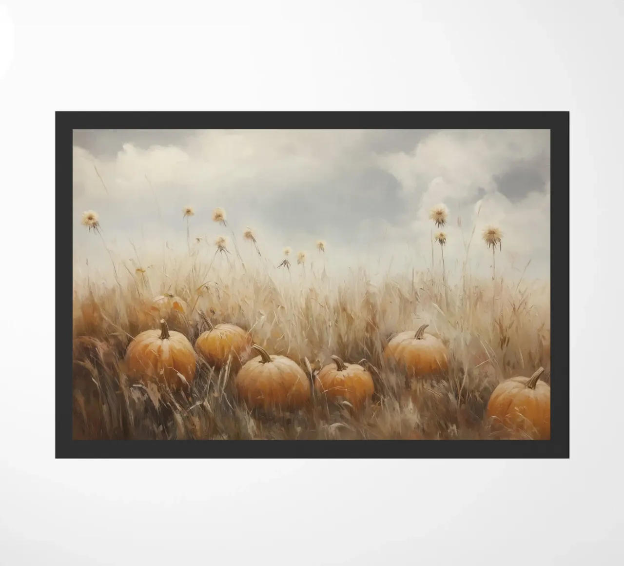 Zucche in un campo d'autunno zerbino da Melloi Art Print