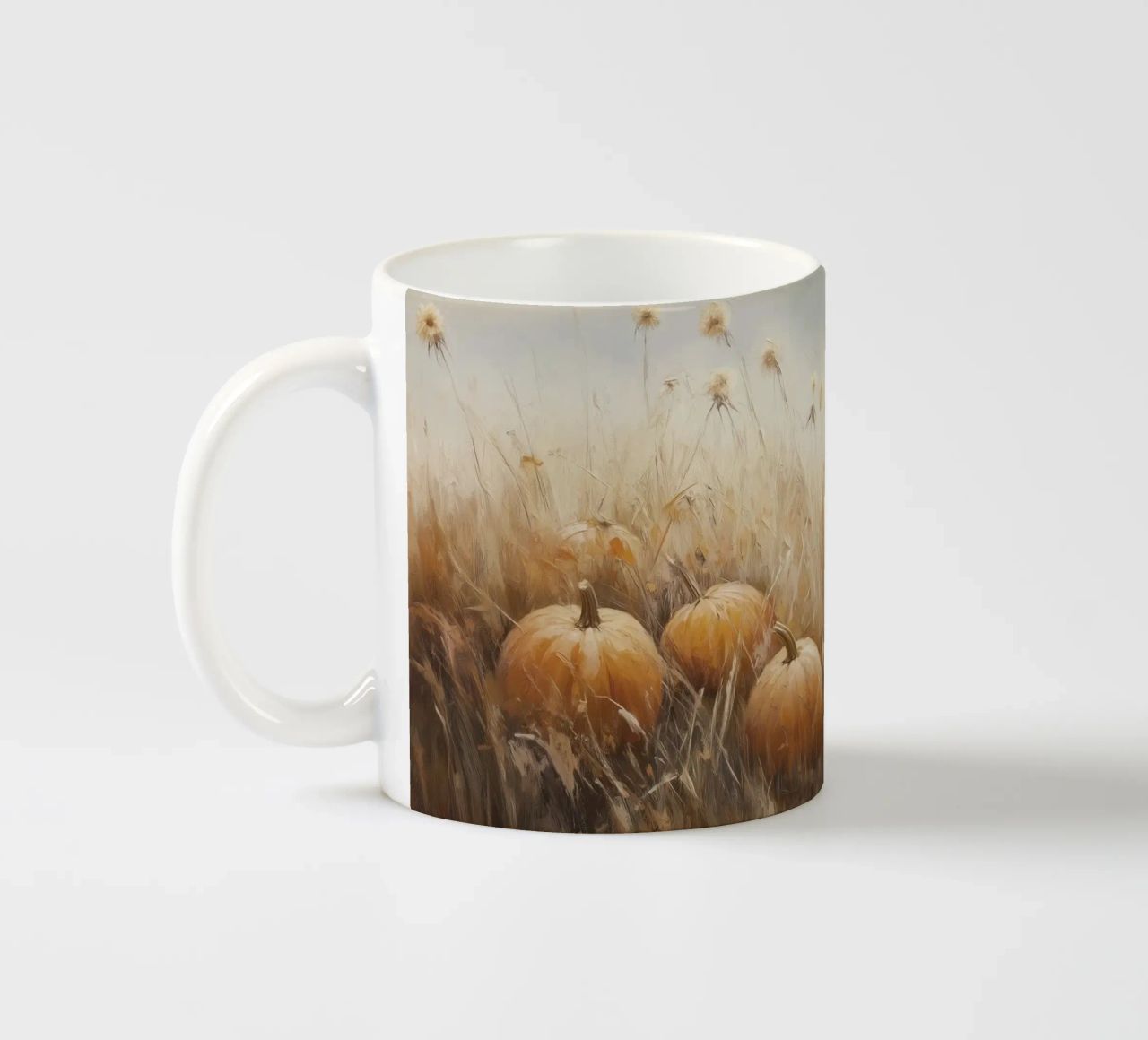 Zucche in un campo d'autunno tazza in ceramica da Melloi Art Print