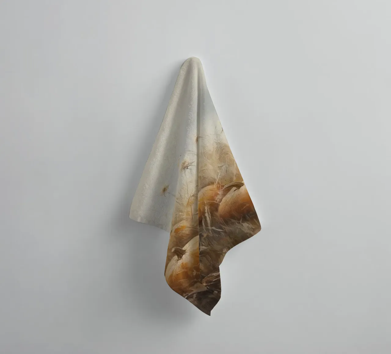Zucche in un campo d'autunno asciugamano da bagno da Melloi Art Print