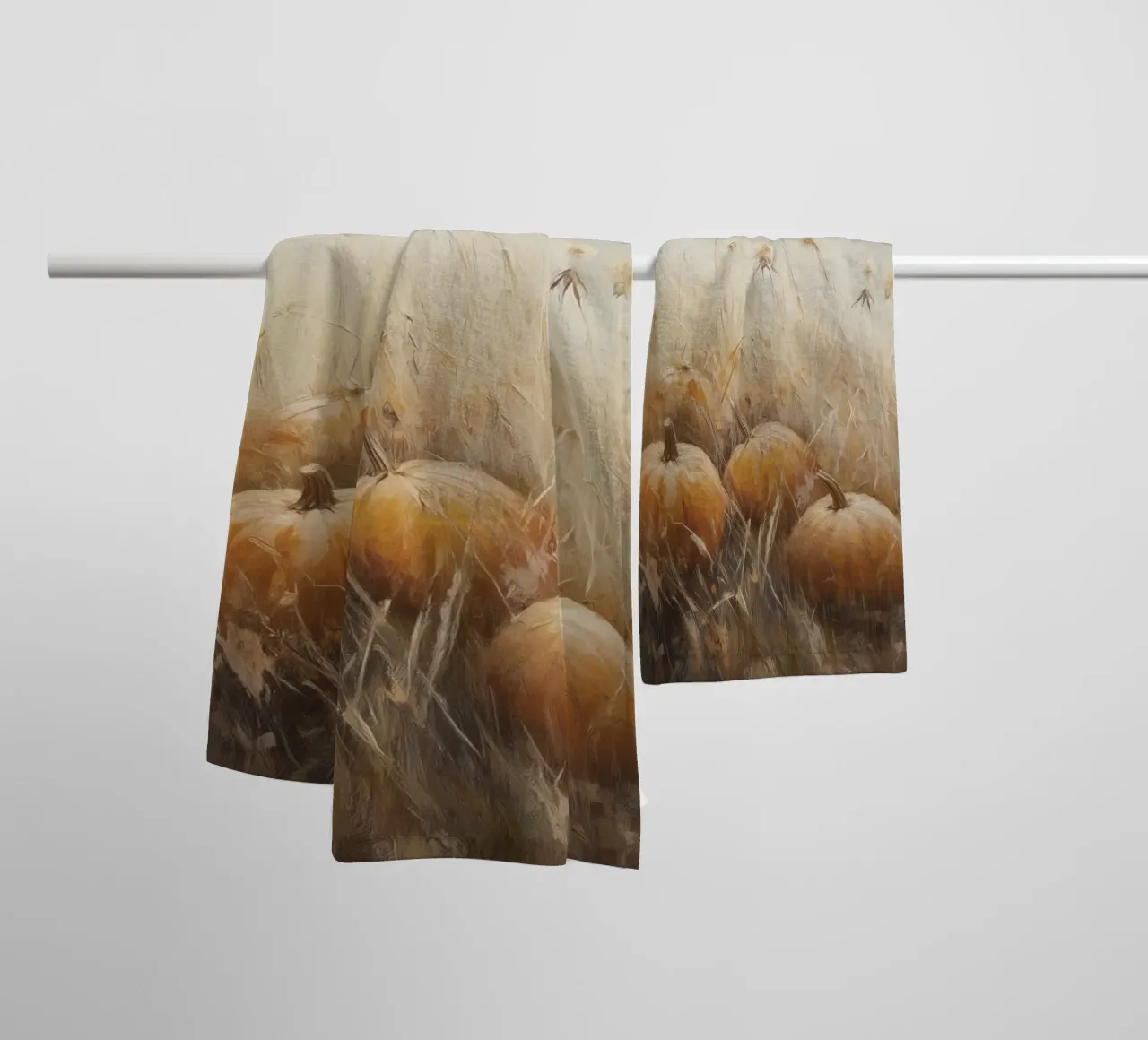 Citrouilles dans un champ d'automne serviette de bain de Melloi Art Print