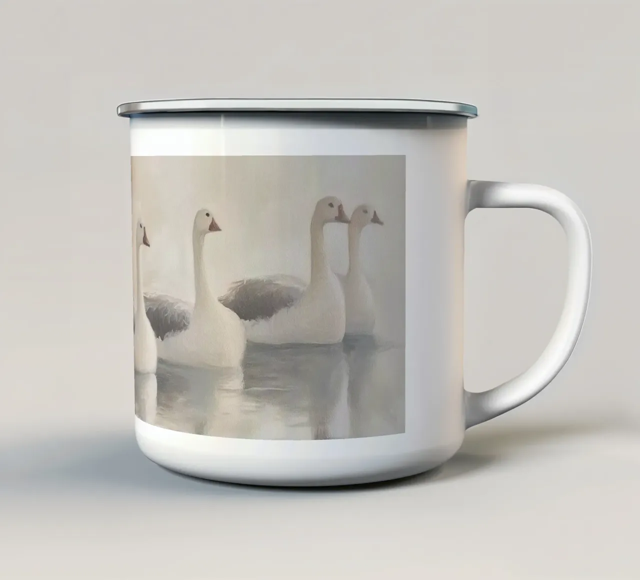 Oche tranquille sull'acqua tazza in smalto da Melloi Art Print