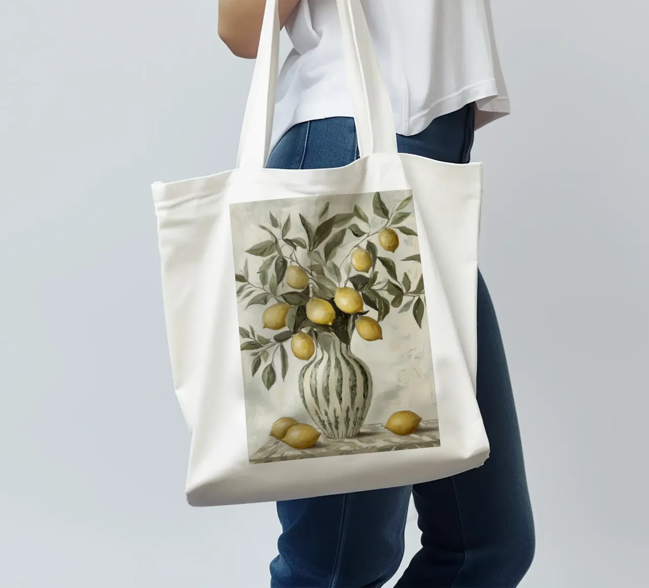 Elegant Lemon Still Life Painting tote bag by Melloi Art Print