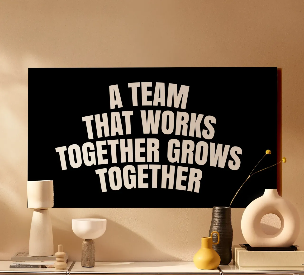 A team that works together grows together tela con Cornice a cassetta da happieeagle